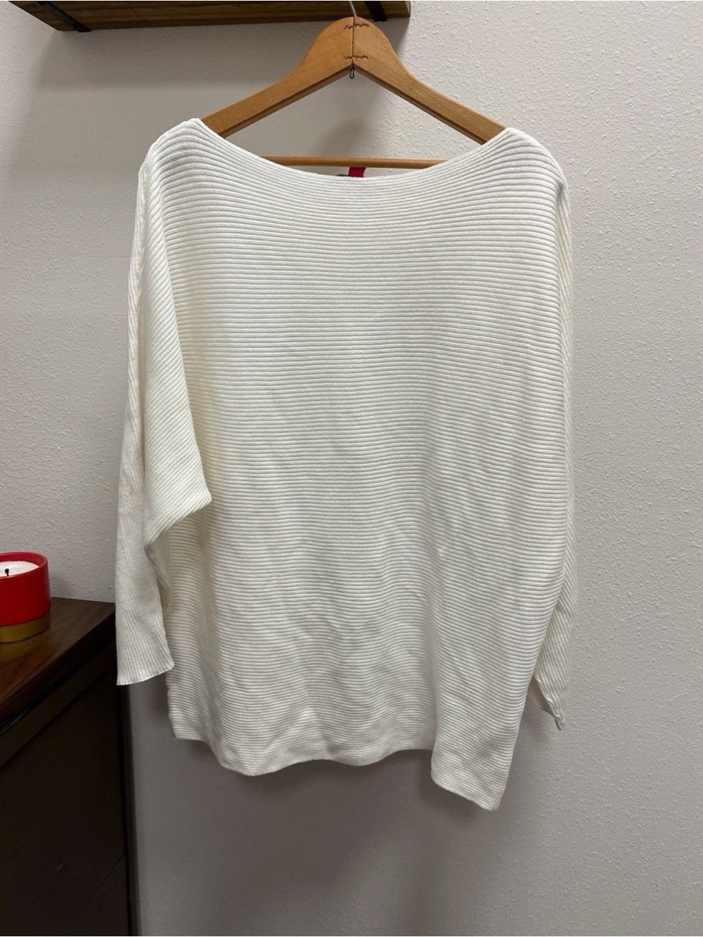 Vince Camuto Women's Ribbed Boatneck Sweater crème Sz Lg